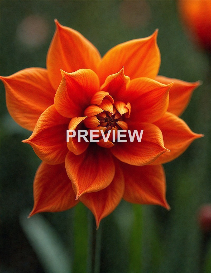 A vibrant orange flower with layered petals, some of which are curled inward, set against a blurred green background.